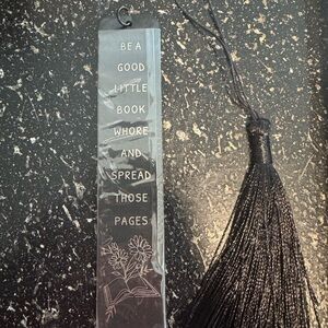 Black Engraved Metal Bookmark with Tassel NWT